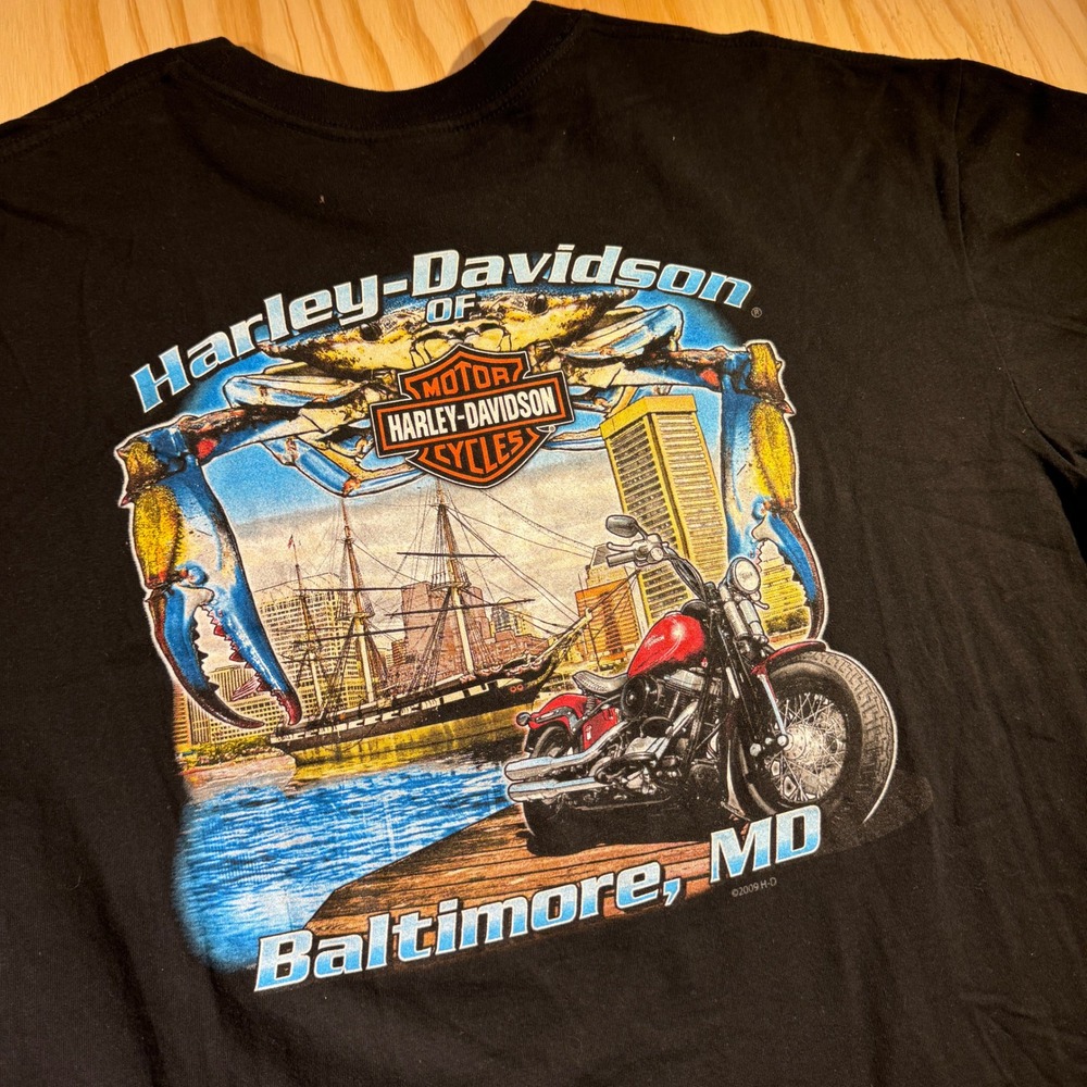 Harley Davidson Men's Baltimore MD Blue Crab Graphic T-Shirt Black 2XL